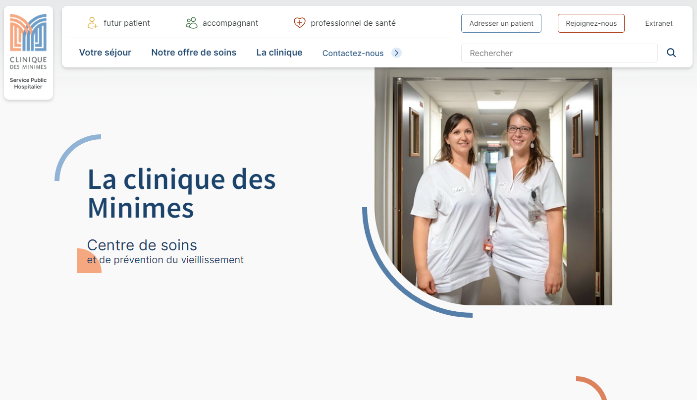 Capture d'écran du site Clinique des Minimes